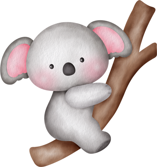 Watercolor cute koala illustration clipart.
